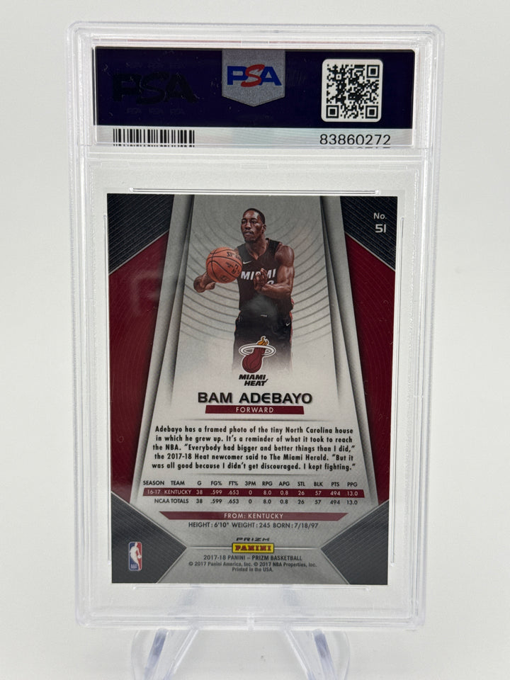 Bam Adebayo 2017 Panini Prizm Silver Prizm Rookie, PSA 9 Mint