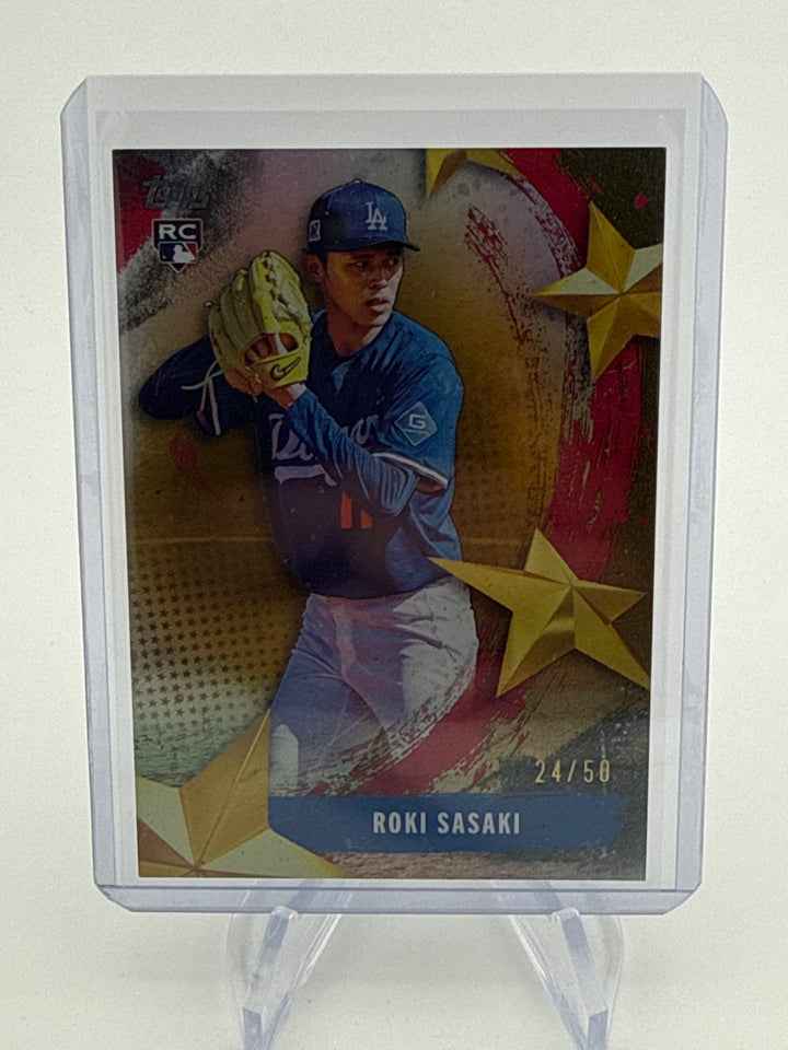 Roki Sasaki 2025 Topps Stars of MLB Gold Rookie, 24/50