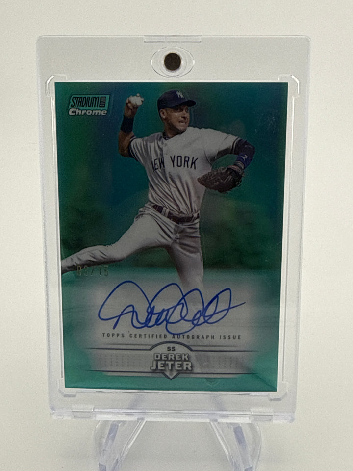 Derek Jeter 2025 Topps Stadium Club Chrome Turquoise Auto, 03/15