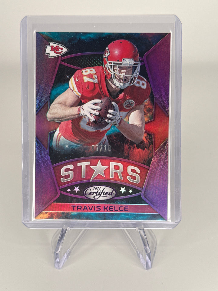 Travis Kelce 2021 Panini Certified Stars Purple Mirror FOTL, 07/10