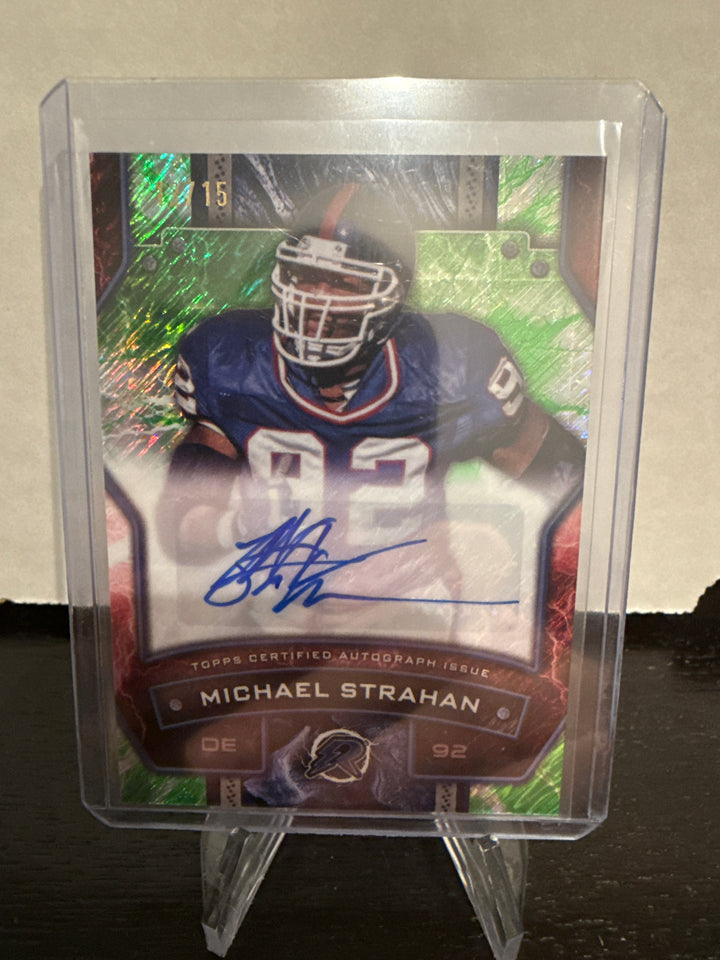 Michael Strahan 2024 Topps Resurgence Lime Green Flash Auto, 12/15