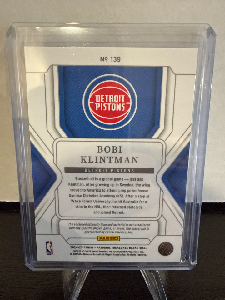 Bobi Klintman 2024-2025 Panini National Treasures Rookie Patch Auto, 34/99