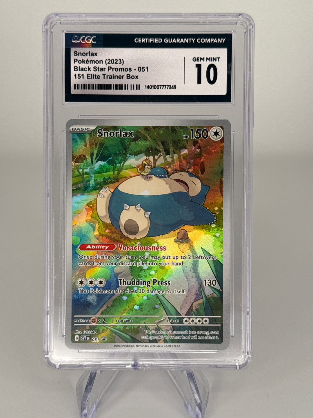 Pokemon TCG 2023 Snorlax Scarlet & Violet 151 Black Star Promo, 051, CGC 10 Gem Mint
