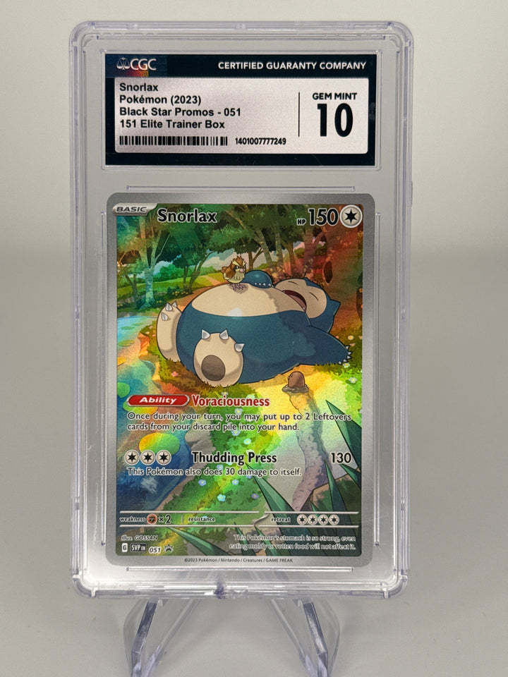 Pokemon TCG 2023 Snorlax Scarlet & Violet 151 Black Star Promo, 051, CGC 10 Gem Mint