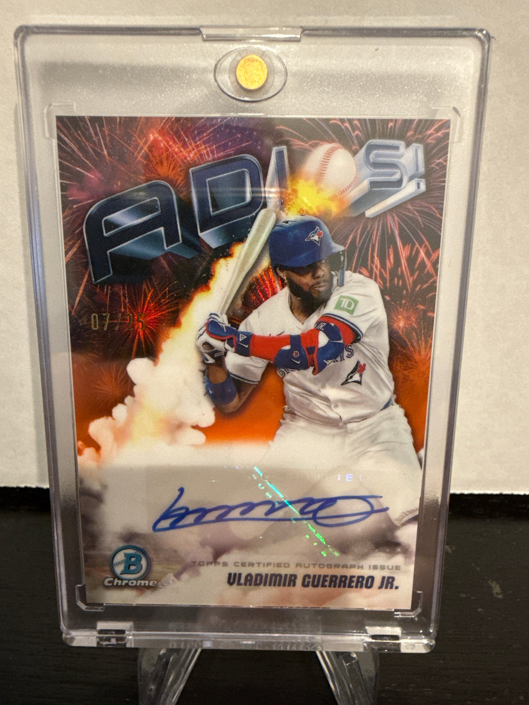 Vladimir Guerrero Jr 2025 Bowman Chrome Adios Orange Refractor Auto, 07/25