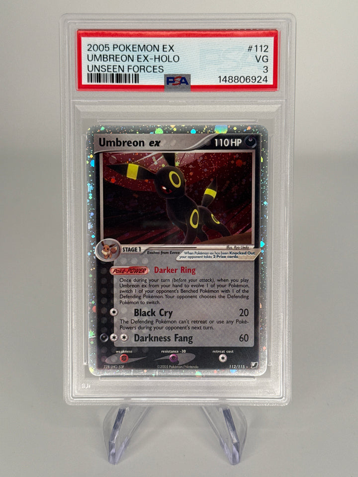 Pokemon TCG 2005 Umbreon EX Unseen Forces Holo, 112/115, PSA 3