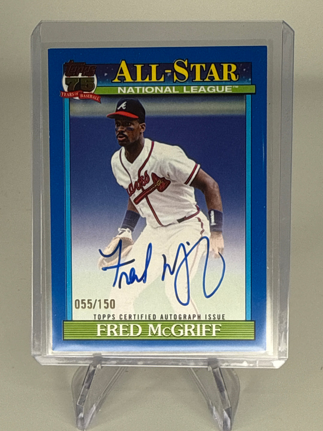 Fred McGriff 2026 Topps 1991 75th Anniversary Blue Auto, 055/150