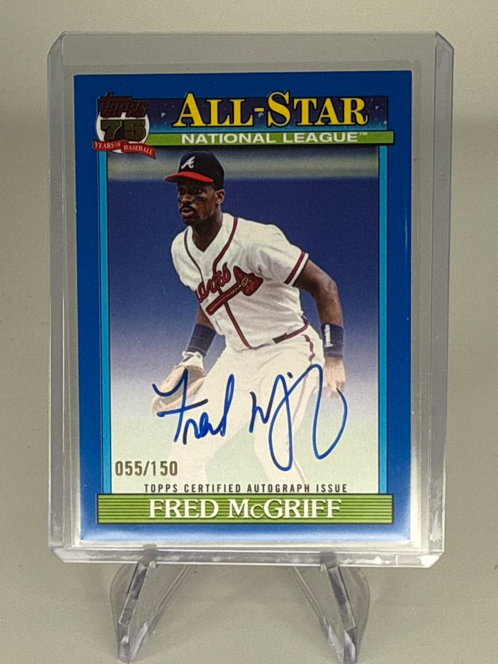 Fred McGriff 2026 Topps 1991 75th Anniversary Blue Auto, 055/150
