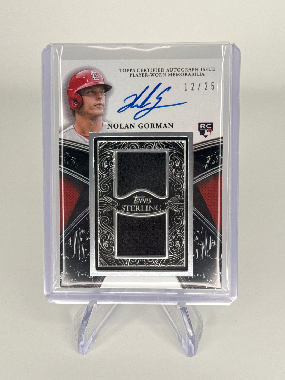 Nolan Gorman 2023 Topps Sterling Rookie Dual Patch Auto, 12/25