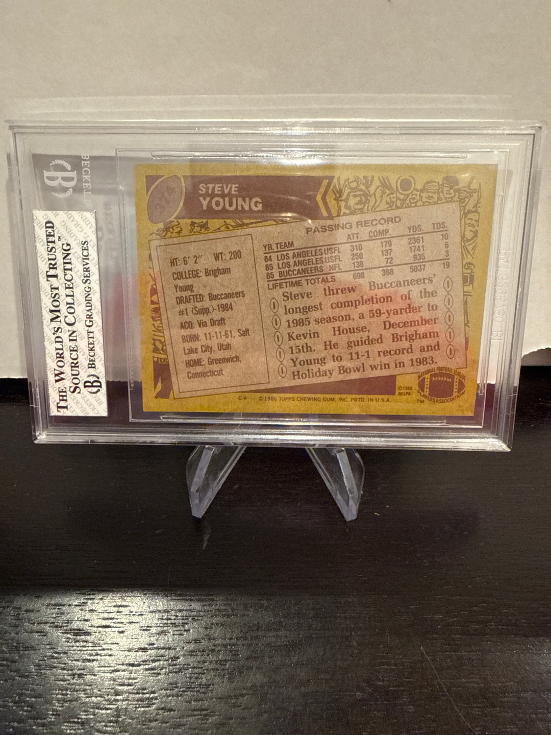 Steve Young 1986 Topps Rookie, BGS 7.5