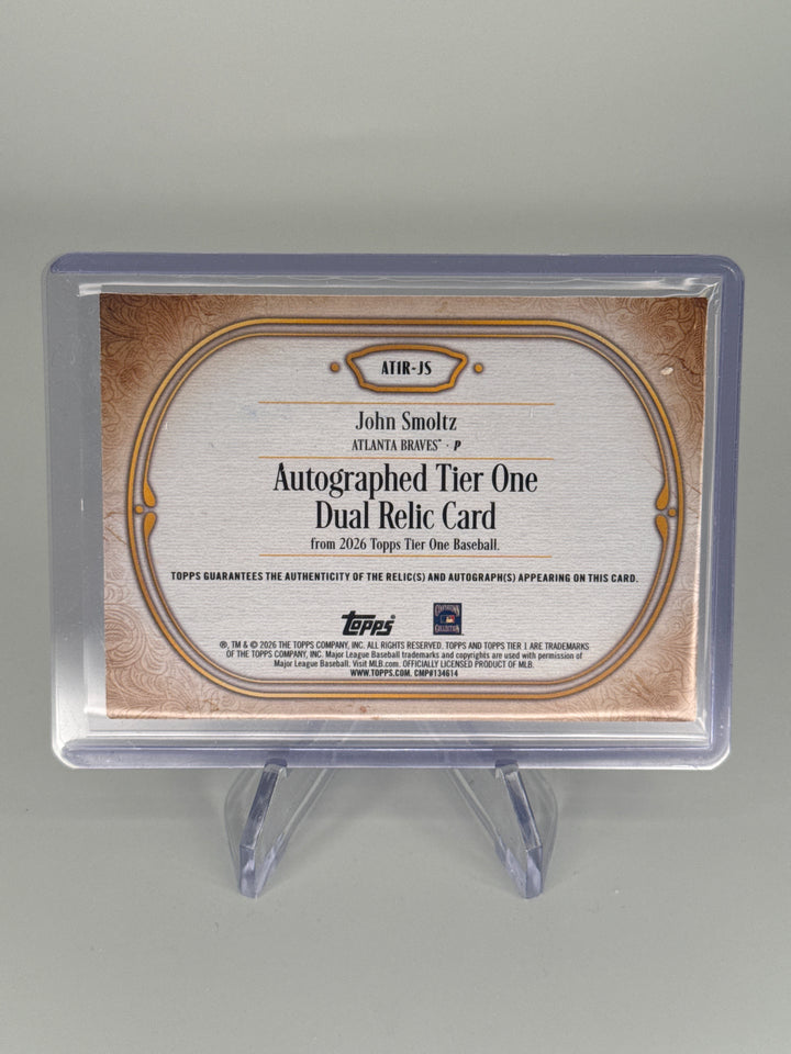 John Smoltz 2026 Topps Tier One Dual Patch Auto, 17/99