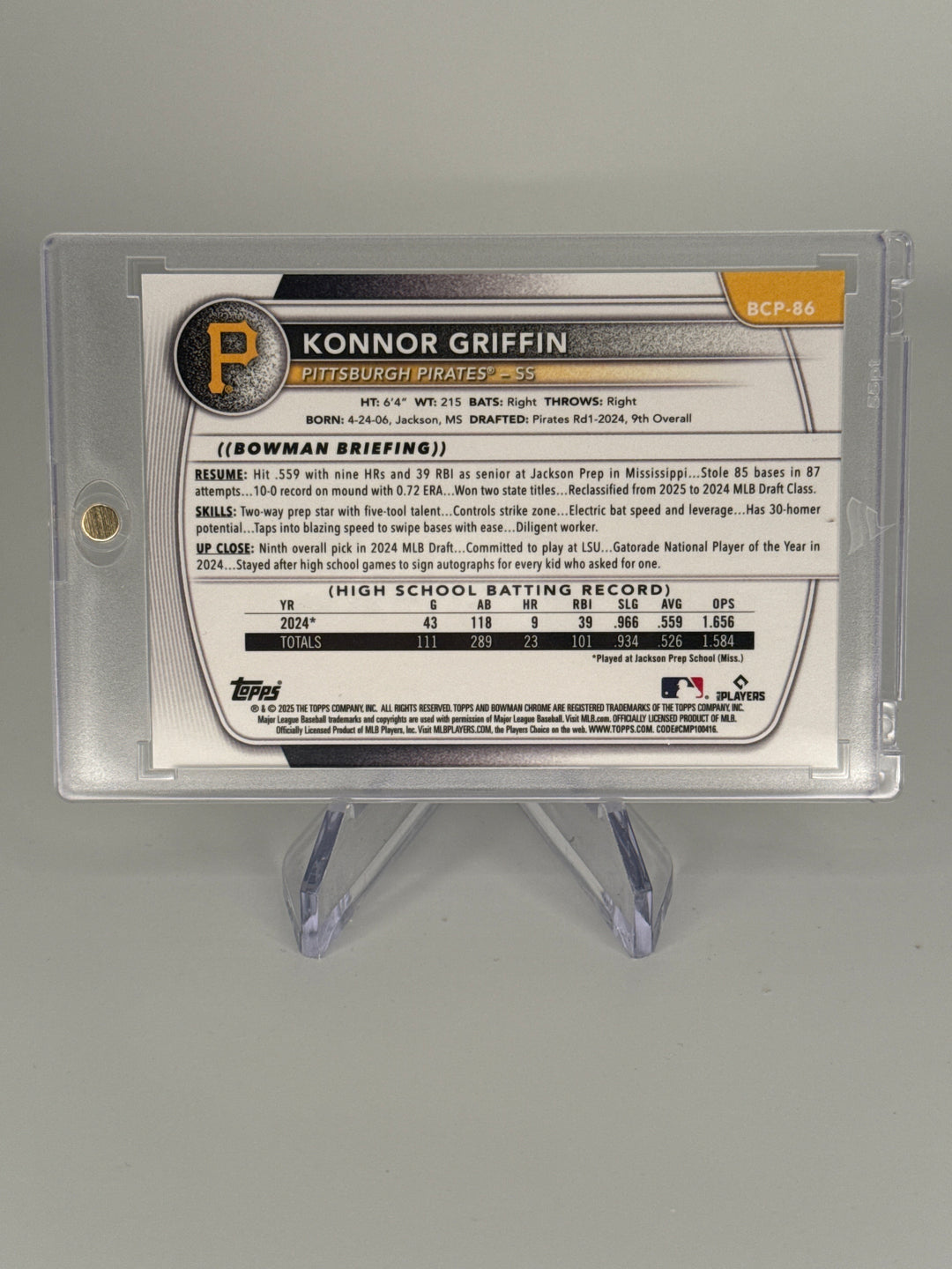 Konnor Griffin 2025 Bowman Chrome Silver Wave Refractor, 119/350