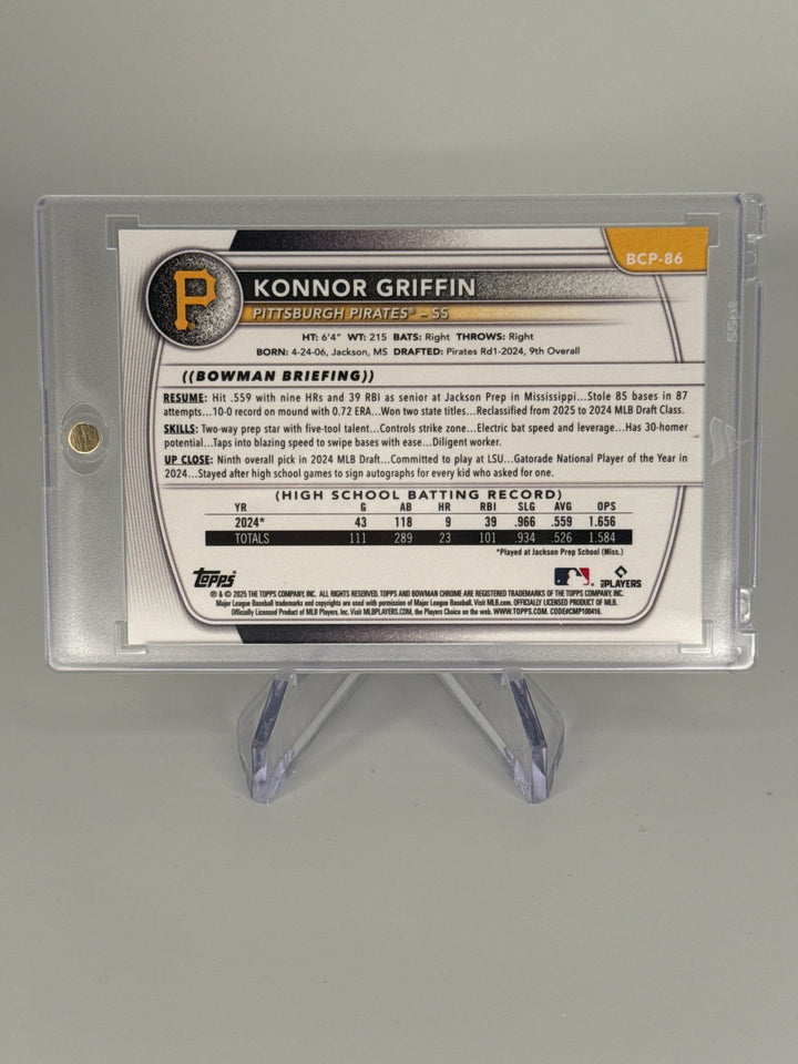 Konnor Griffin 2025 Bowman Chrome Silver Wave Refractor, 119/350