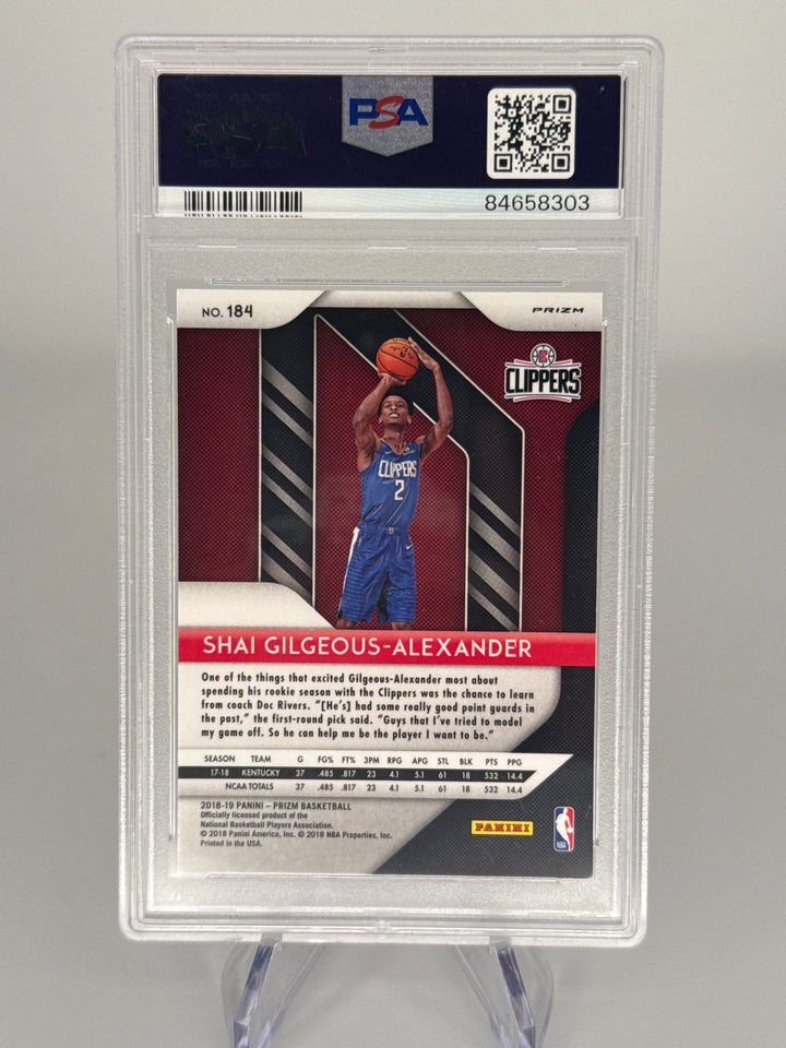 Shai Gilgeous-Alexander 2018 Panini Prizm Blue/Yellow/Green Rookie, PSA 10 Gem Mint