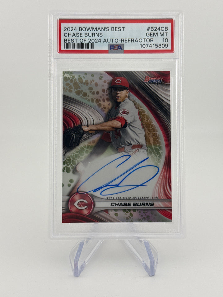 Chase Burns 2024 Bowman's Best Best of 2024 Refractor Auto, PSA 10 Gem Mint