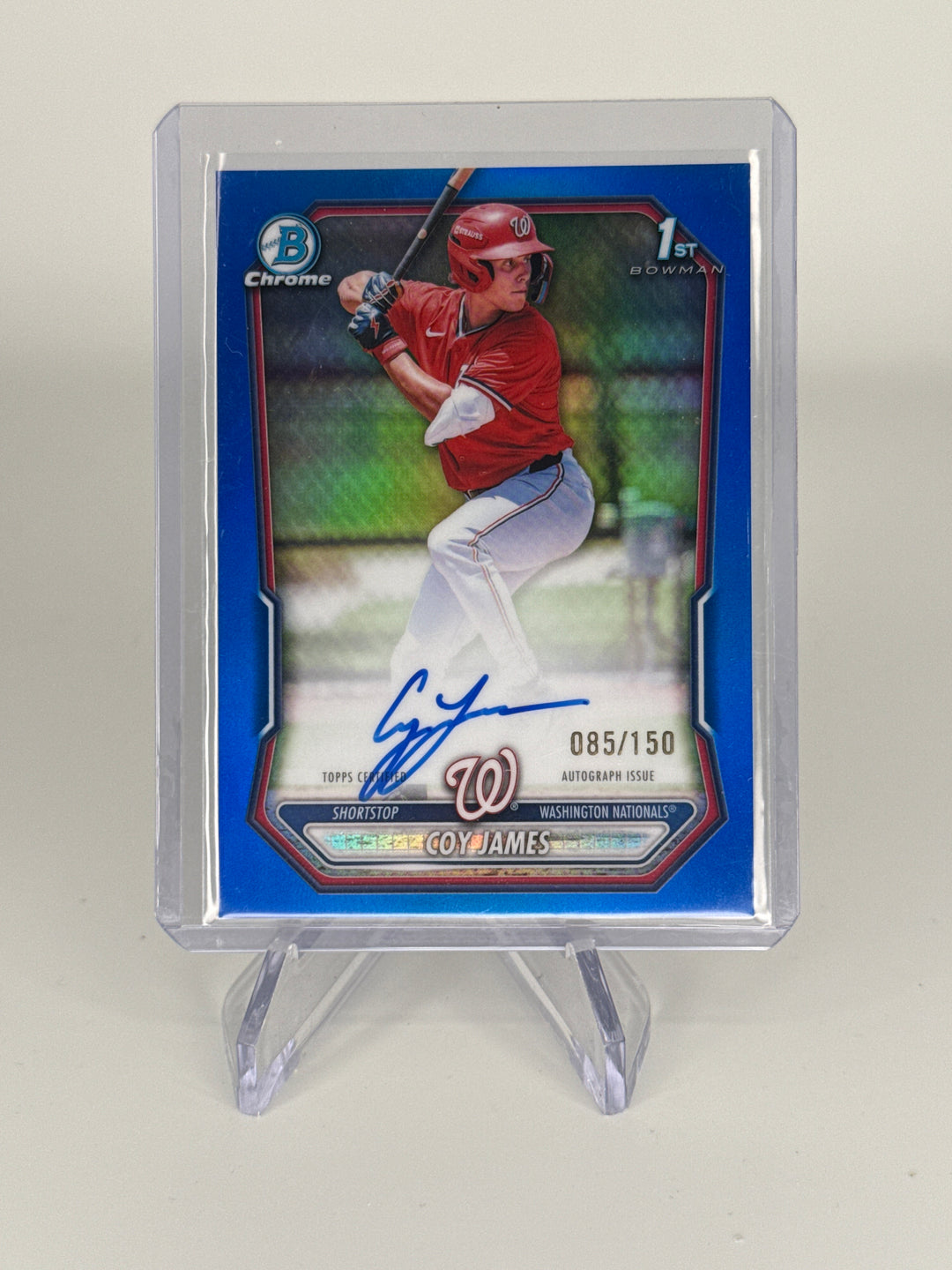 Coy James 2026 Bowman Chrome Blue Refractor 1st Auto, 085/150