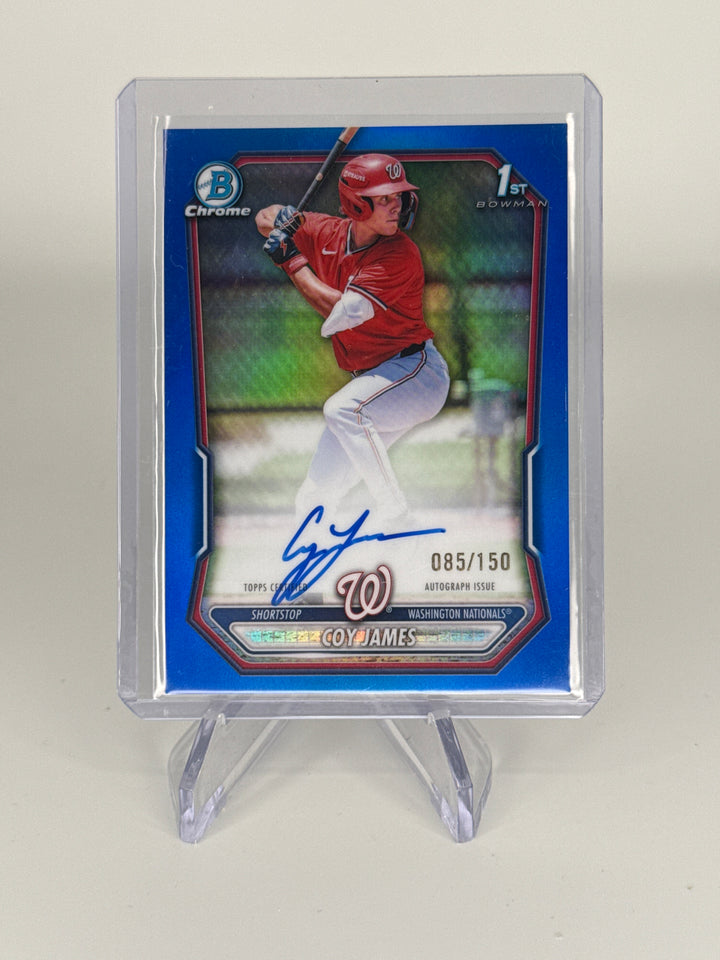 Coy James 2026 Bowman Chrome Blue Refractor 1st Auto, 085/150