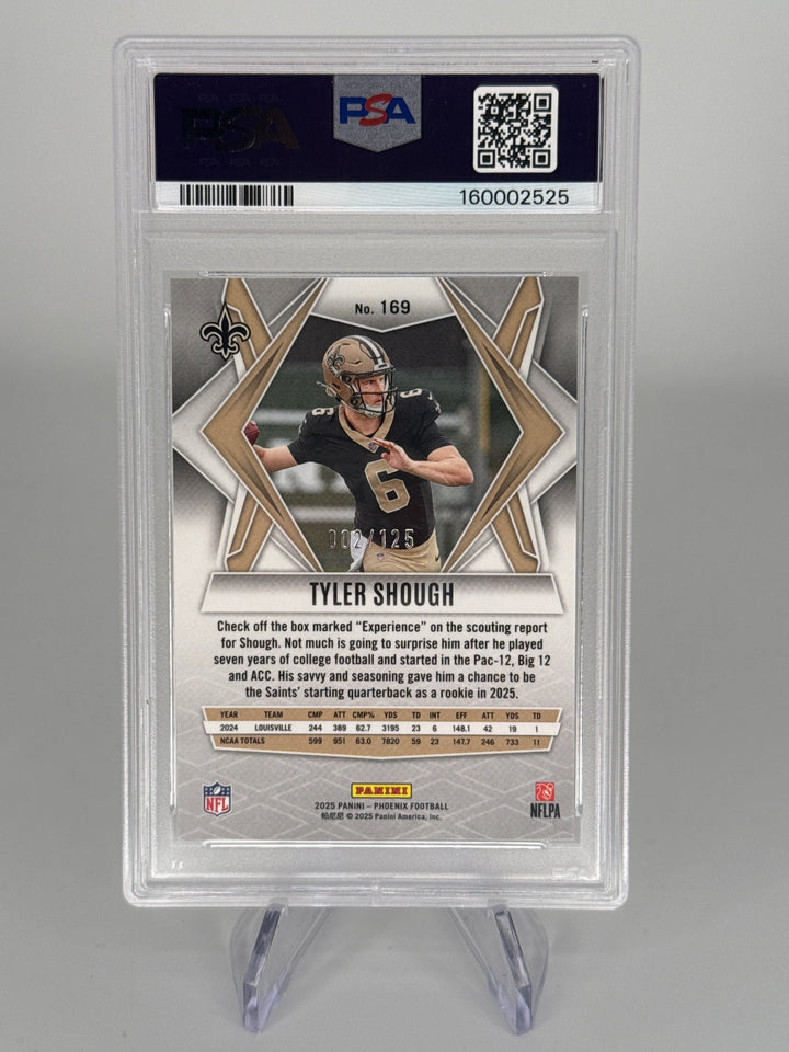 Tyler Shough 2025 Panini Phoenix Bronze Pandora Rookie, 002/125, PSA 9 Mint