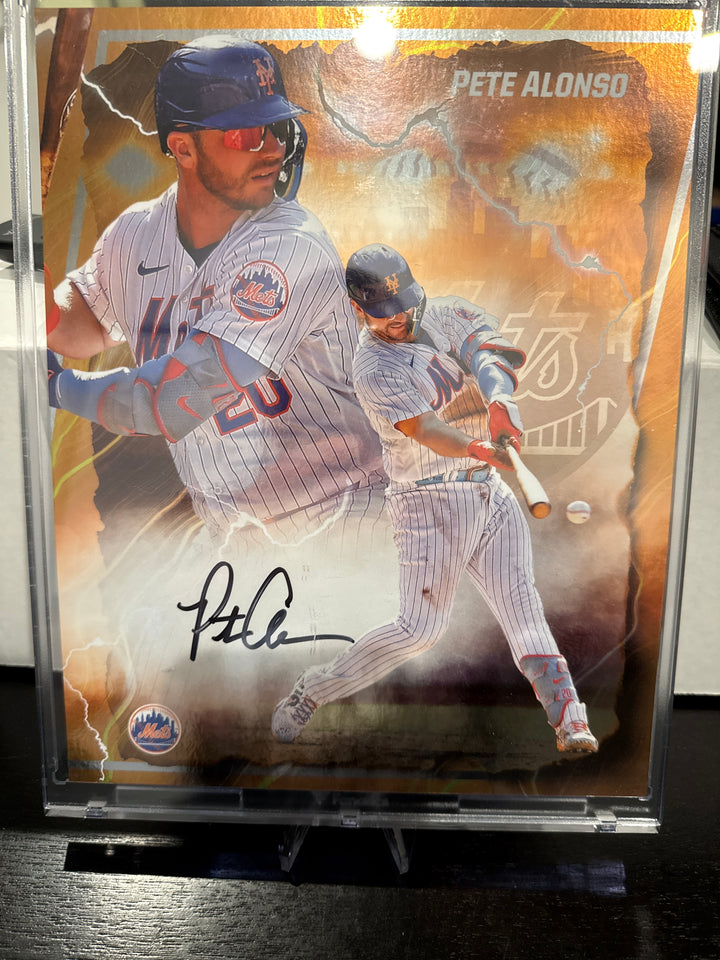 Pete Alonso 2025 Fanatics Emanate Collectable Jumbo Autograph Card Orange, 24/25