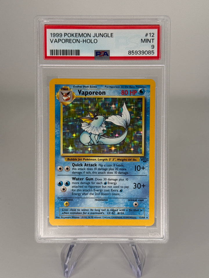 Pokemon TCG 1999 Vaporeon Jungle Set Holo, 12/64, PSA 9 Mint