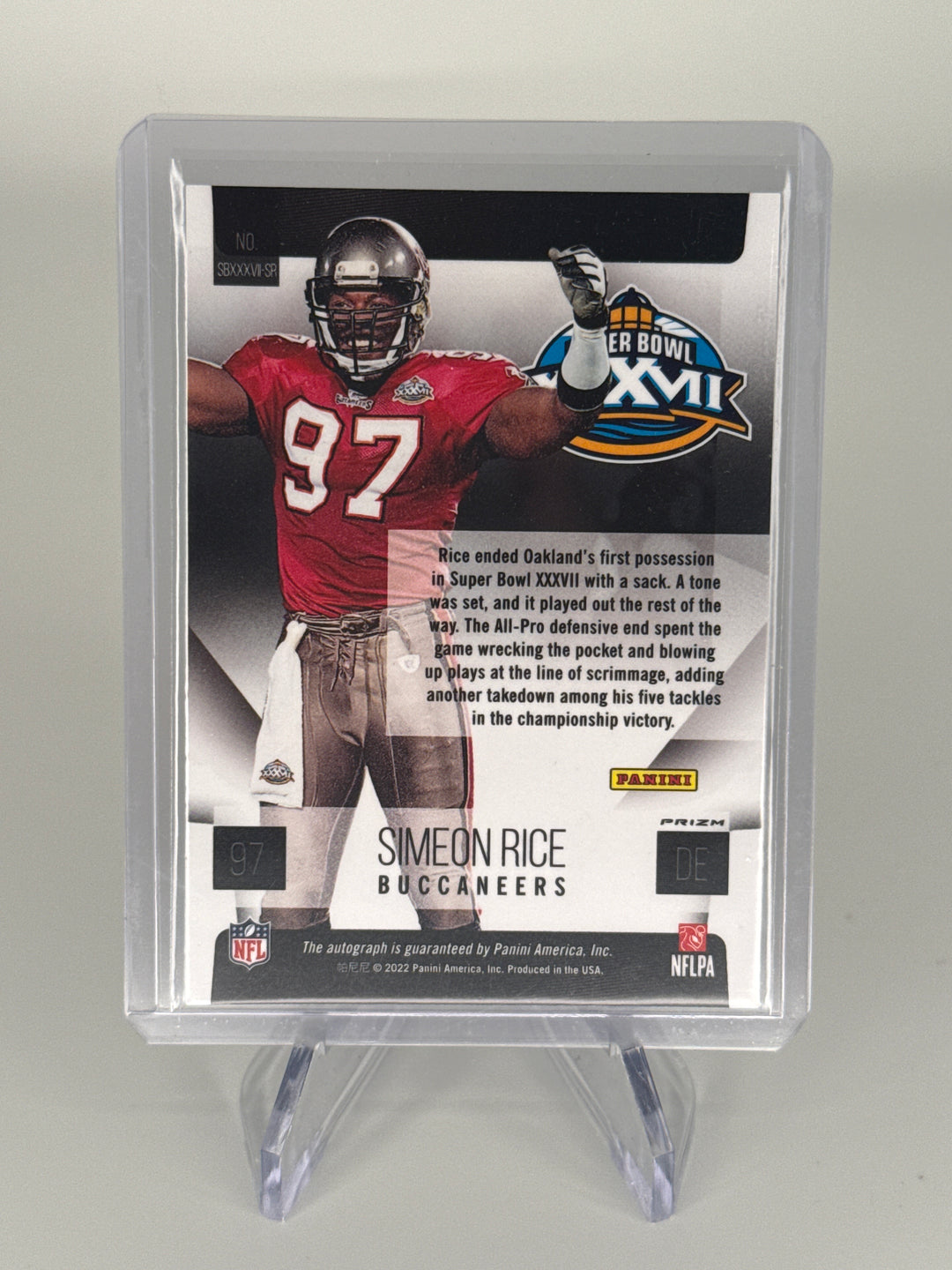 Simeon Rice 2022 Panini Super Bowl Auto