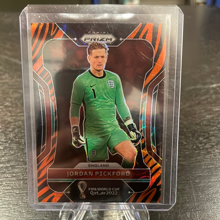 Jordan Pickford 2022 Panini Prizm Qatar World Cup Tiger SSP