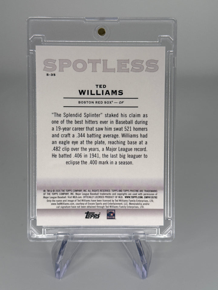 Ted Williams 2026 Topps Pristine Spotless Gold Refractor, 04/50