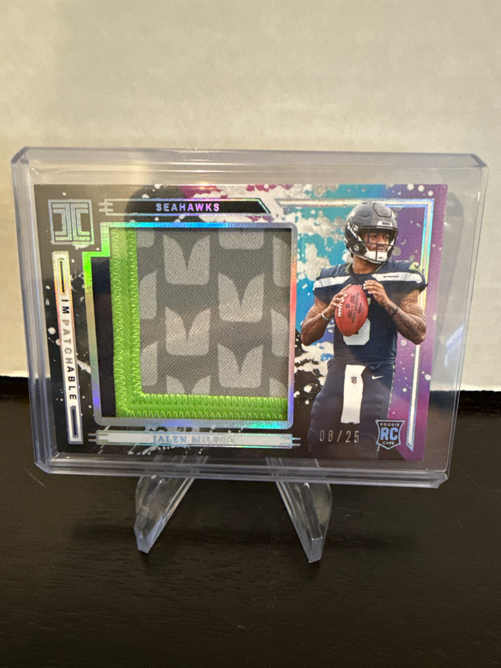 Jalen Milroe 2025 Panini Impeccable Impatchable Rookie Relic Silver, 08/25