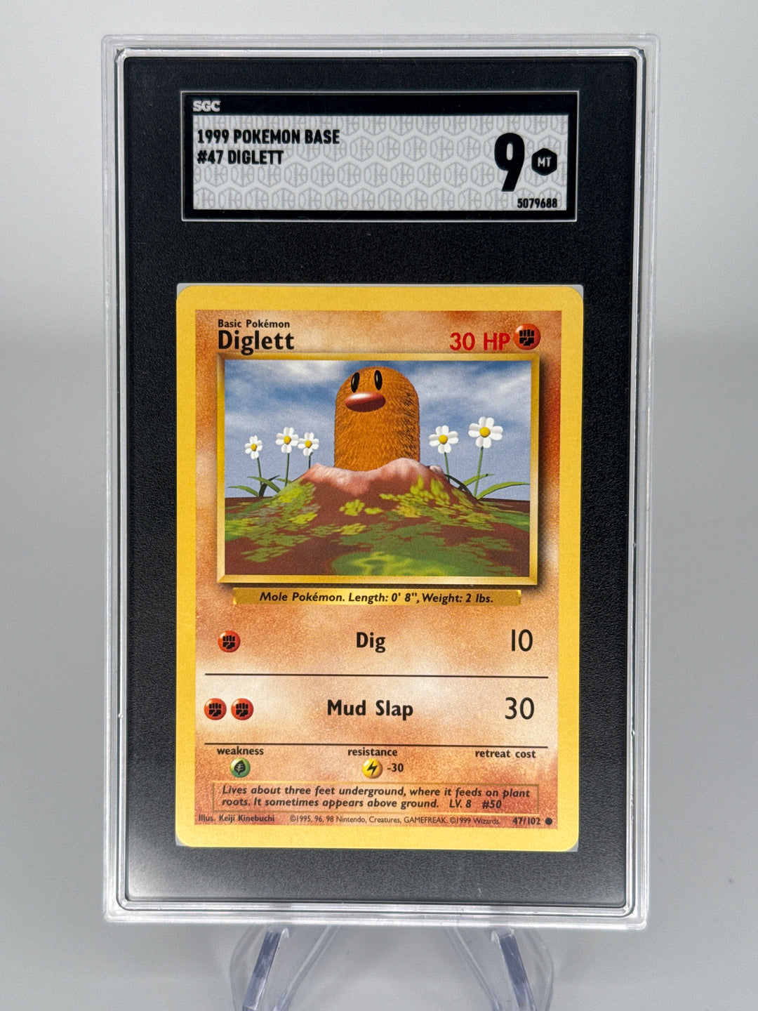 Pokémon TCG 1999 Diglett Base Set, 47/102, SGC 9 Mint