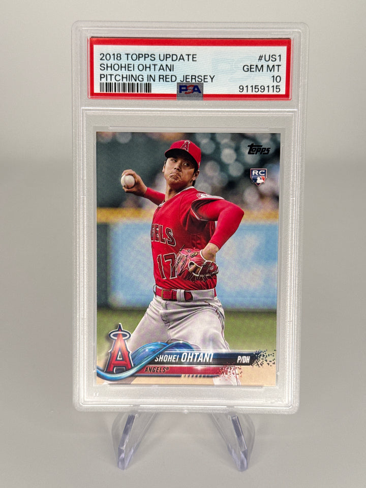 Shohei Ohtani 2018 Topps Update Pitching in Red Jersey Rookie, PSA 10 Gem Mint
