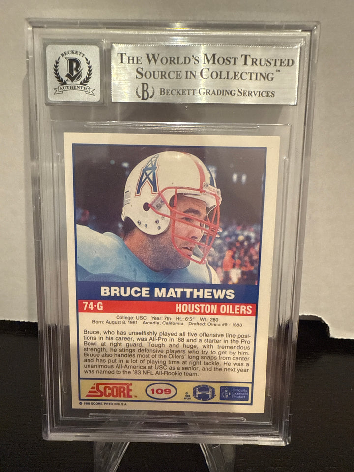 Bruce Matthews 1989 Score, BGS Authentic Auto
