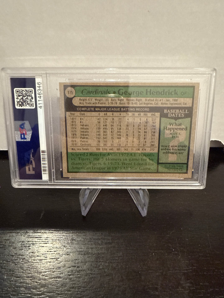 George Hendrick 1979 Topps, PSA 8