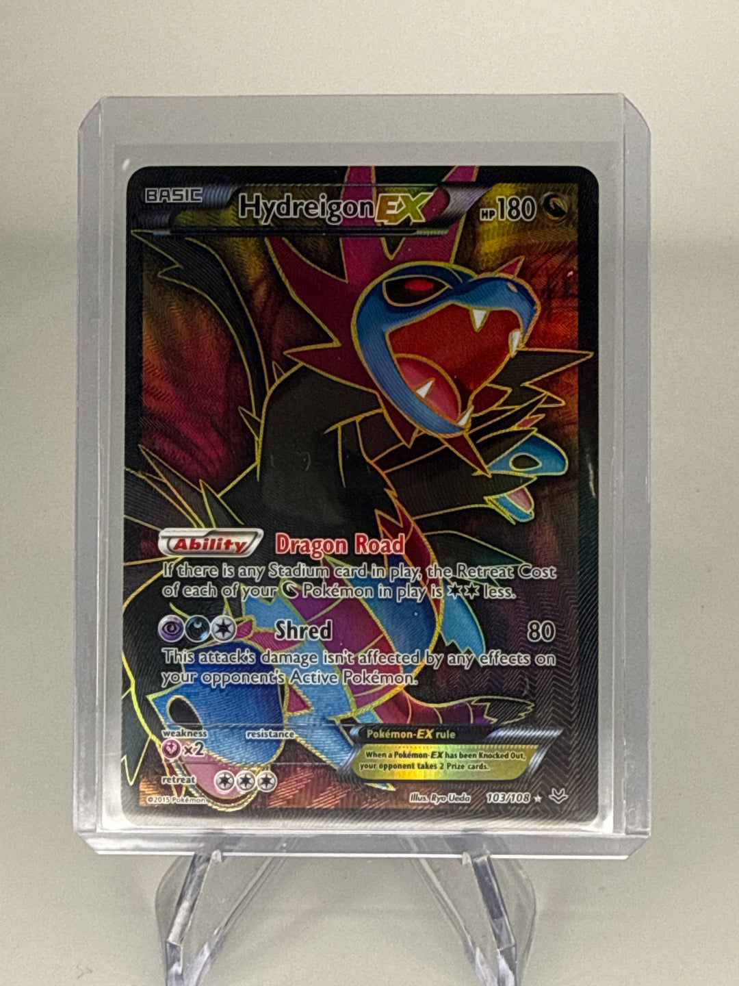 Pokemon TCG 2015 Hydreigon EX Roaring Skies Full Art Holo, 103/108