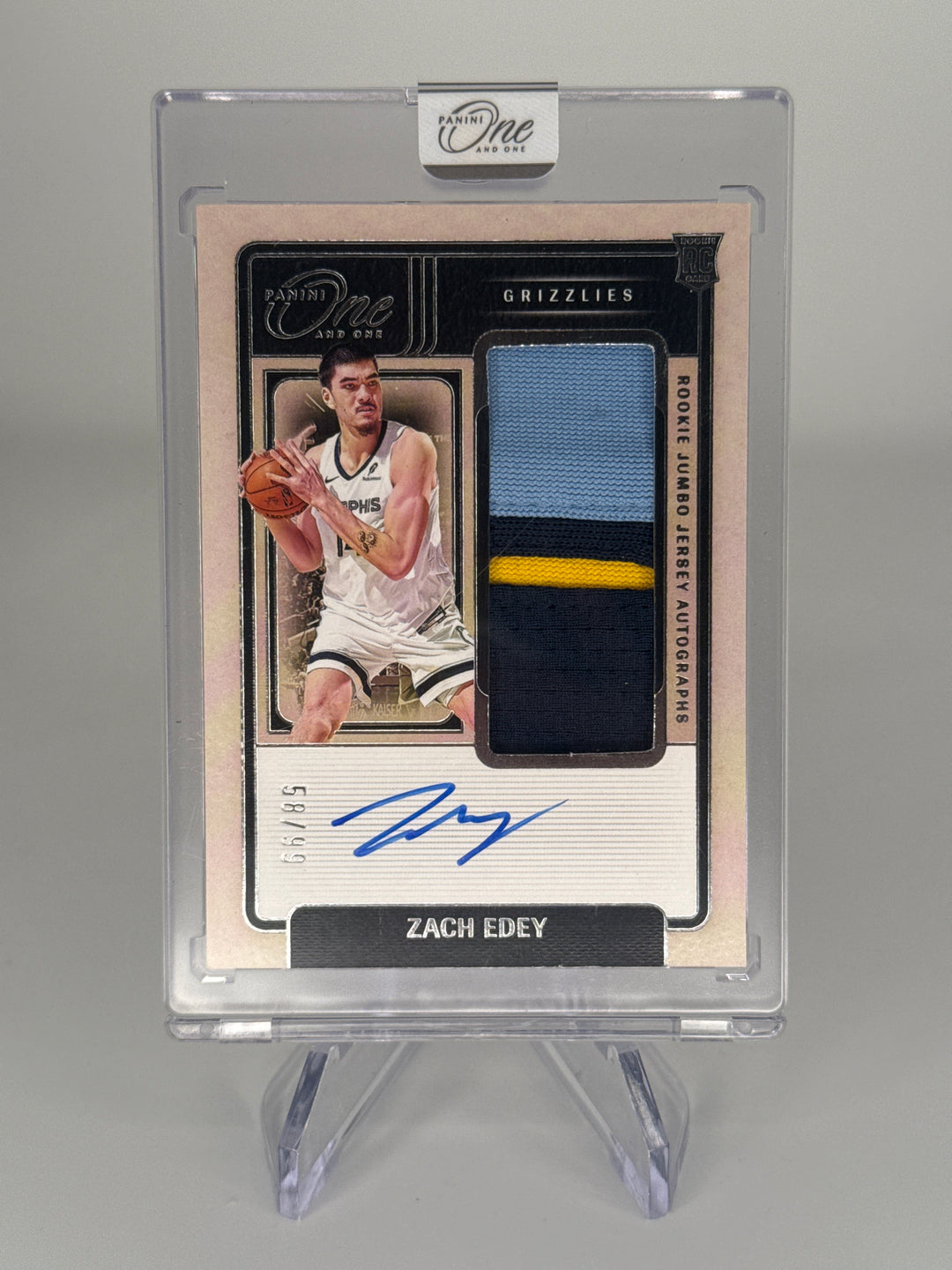 Zach Edey 2024 Panini One & One Rookie Patch Auto, 58/99