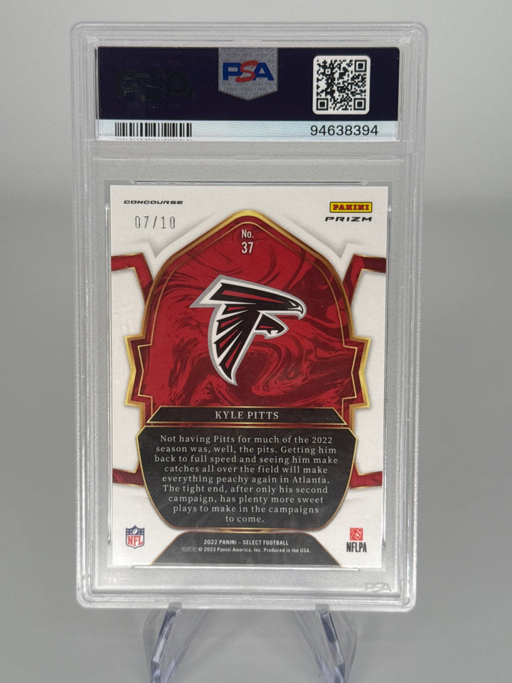 Kyle Pitts 2022 Panini Select Gold Prizm, 07/10, PSA 10 Gem Mint