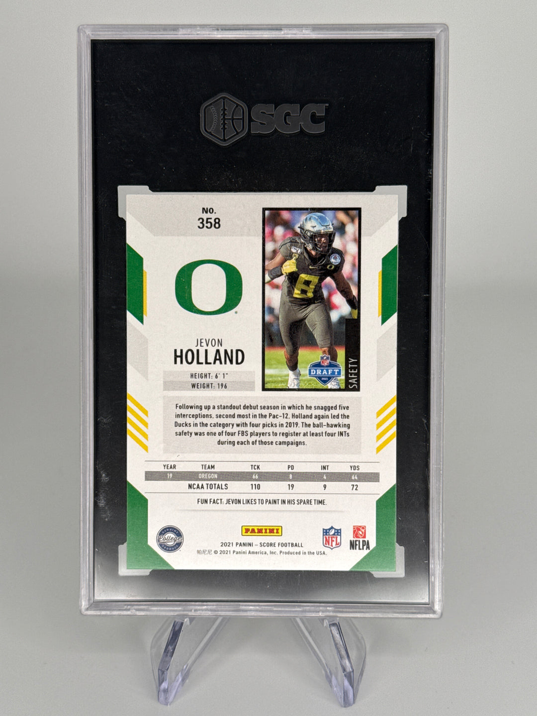 Jevon Holland 2021 Panini Score Gem Masters 1/1 Rookie, SGC 9.5 Gem Mint