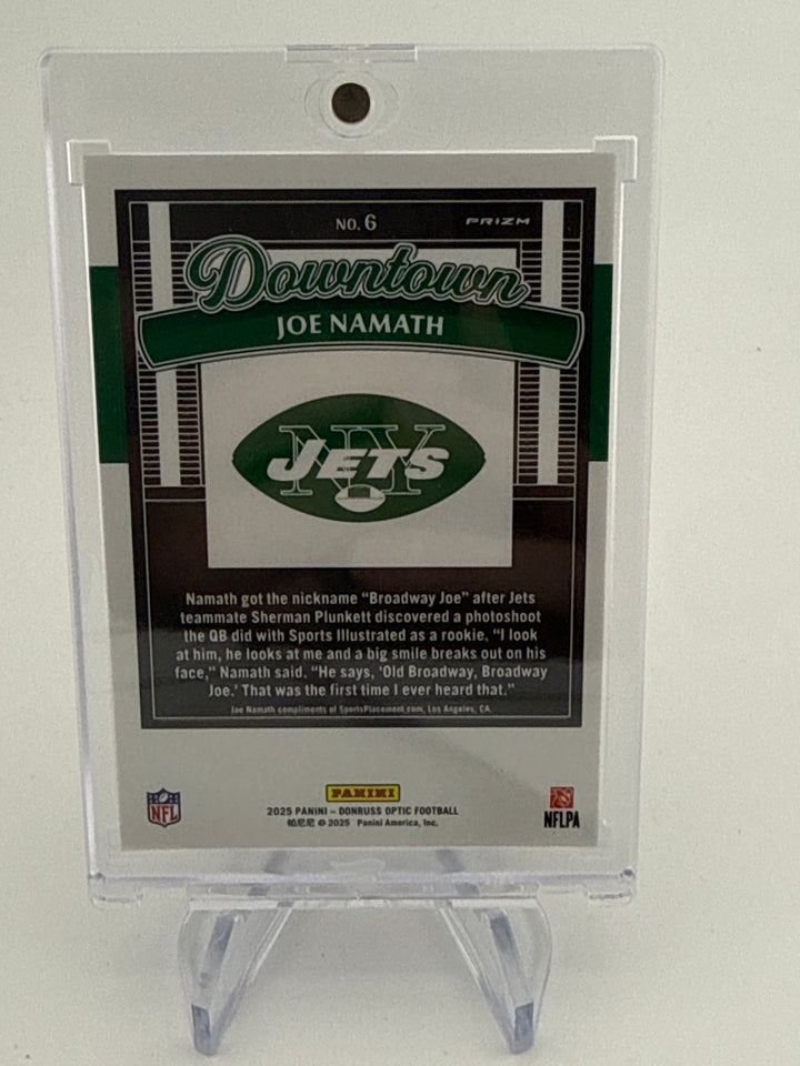 Joe Namath 2025 Panini Donruss Optic Downtown SSP Case Hit