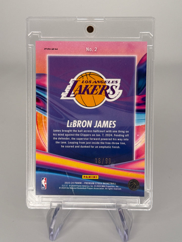 Lebron James 2023 Prizm NBA Hoops Premium Stock Anti Gravity Red Ice Prizm, 18/99