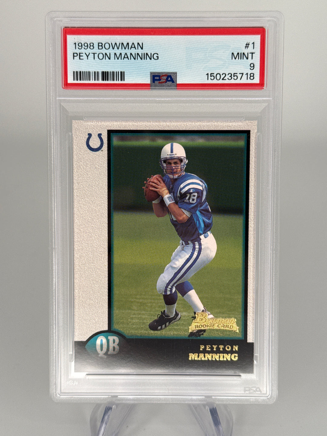 Peyton Manning 1998 Bowman Rookie, PSA 9 Mint