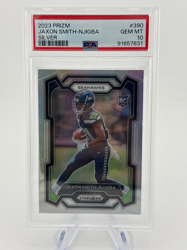 Jaxon Smith Njigba 2023 Panini Prizm Silver Prizm Rookie, PSA 10 Gem Mint