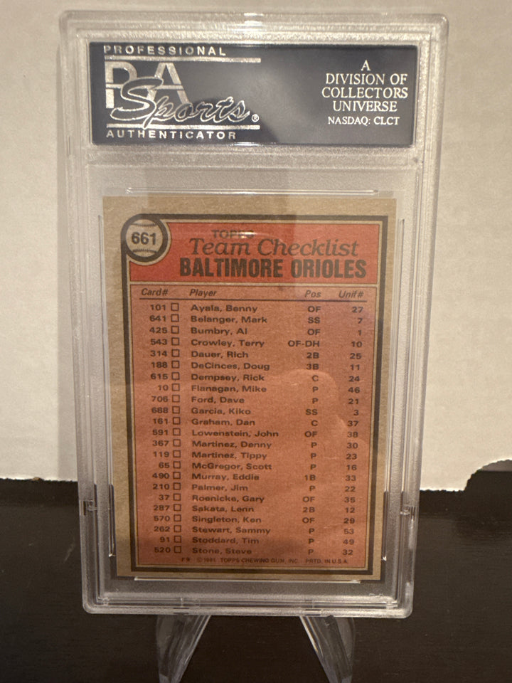 1981 Topps Orioles Team, PSA 9 Mint