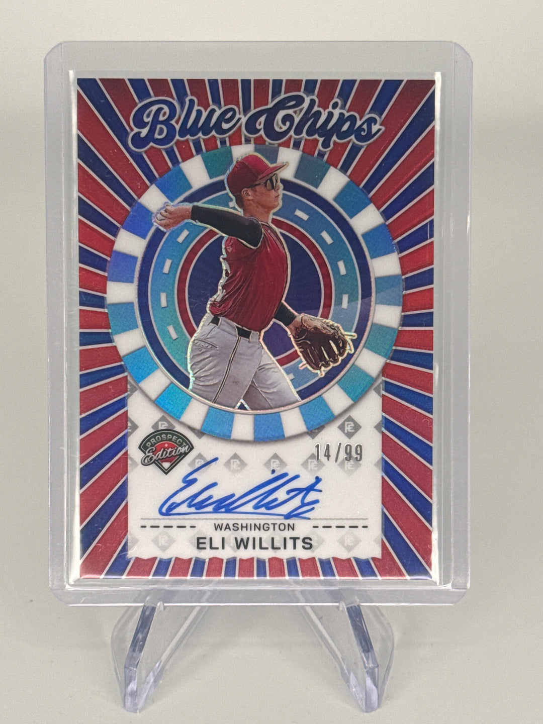 Eli Willits 2025 Panini Prospect Edition Blue Chips Auto, 14/99