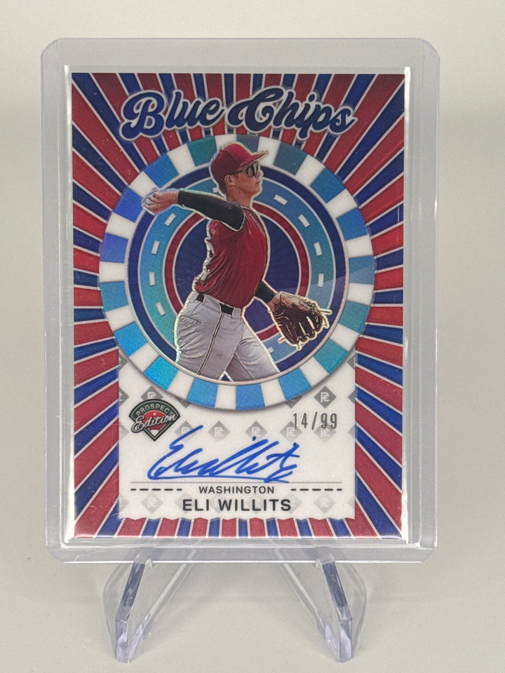 Eli Willits 2025 Panini Prospect Edition Blue Chips Auto, 14/99