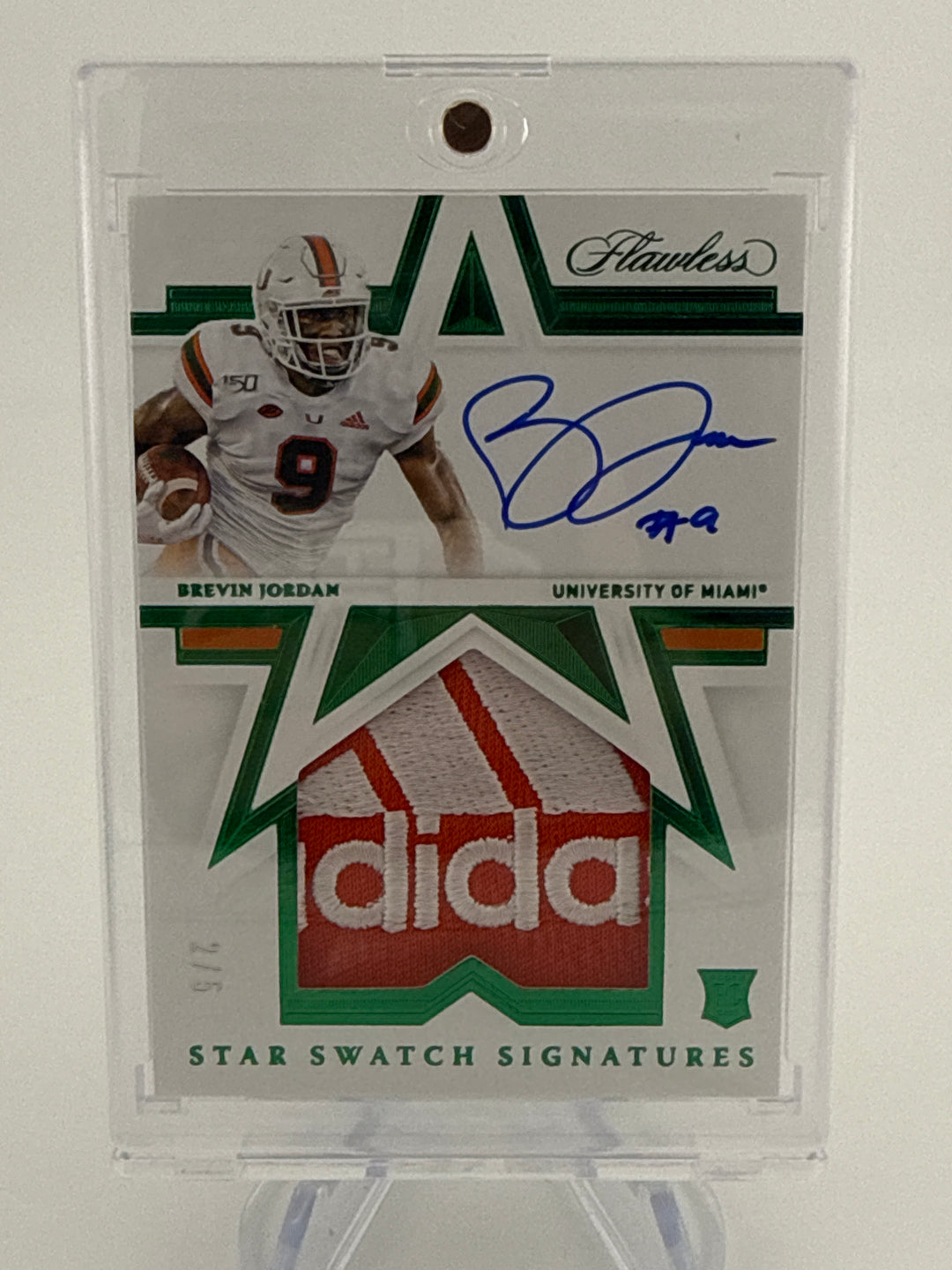 Brevin Jordan 2022 Panini Flawless Collegiate Patch Auto Emerald, 2/5