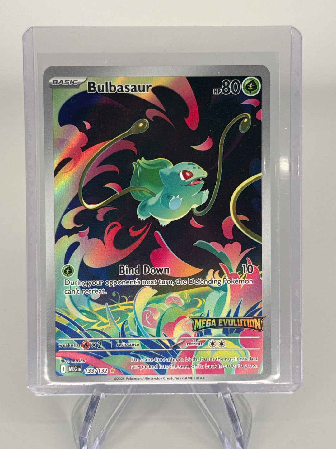 Pokemon TCG 2025 Bulbasaur Mega Evolutions Stamped Promo, 133/132