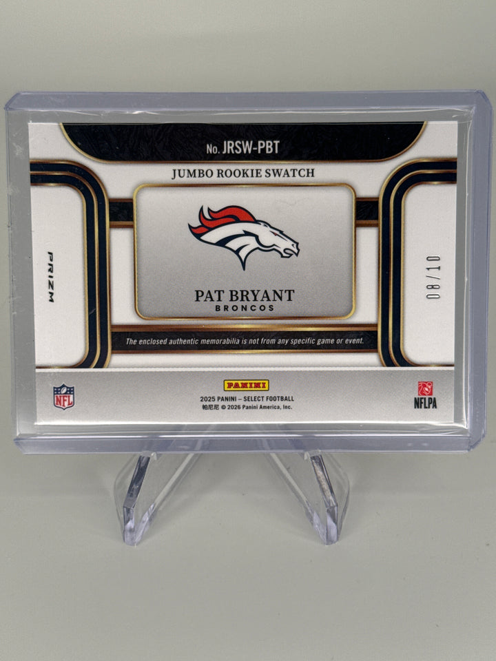 Pat Bryant 2025 Panini Select Gold Jumbo Rookie Relic, 08/10