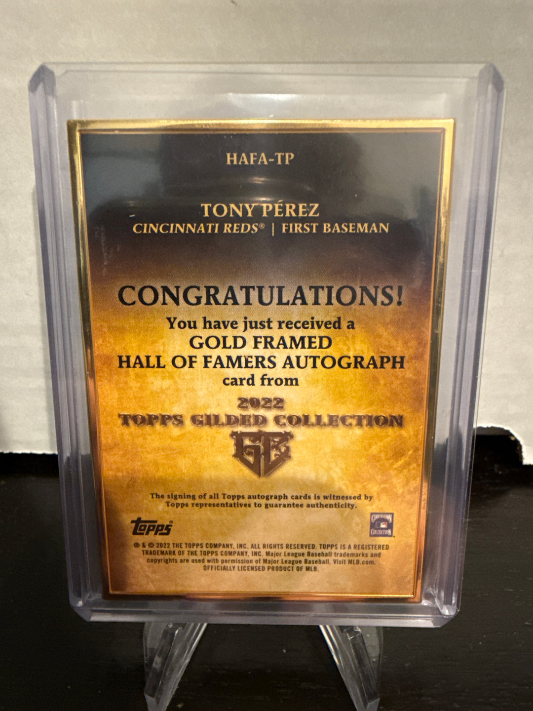 Tony Perez 2022 Topps Gilded Collection Gold Framed Auto, 73/99
