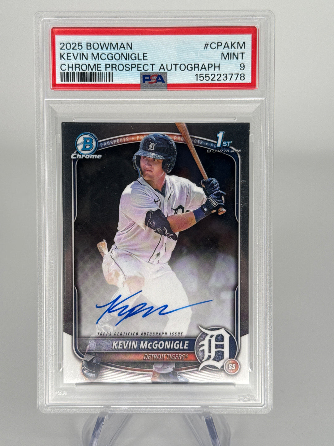Kevin McGonigle 2025 Bowman Chrome 1st Auto, PSA 9 Mint