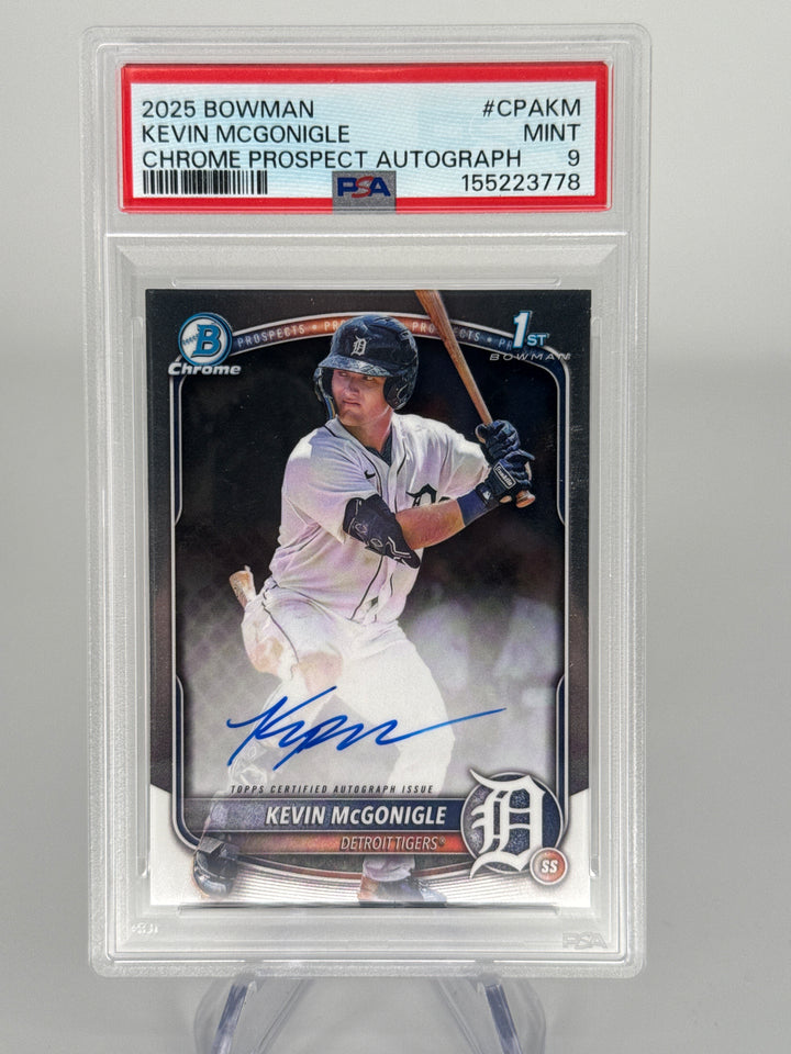 Kevin McGonigle 2025 Bowman Chrome 1st Auto, PSA 9 Mint