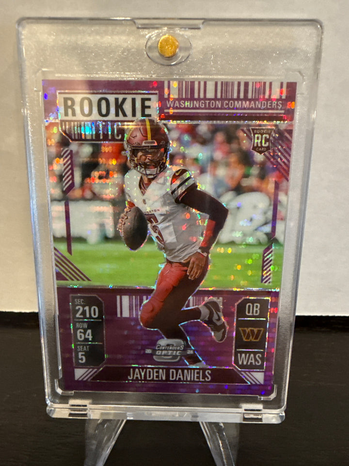 Jayden Daniels 2024 Panini Contenders Optic Purple Pulsar Rookie Ticket, 35/37